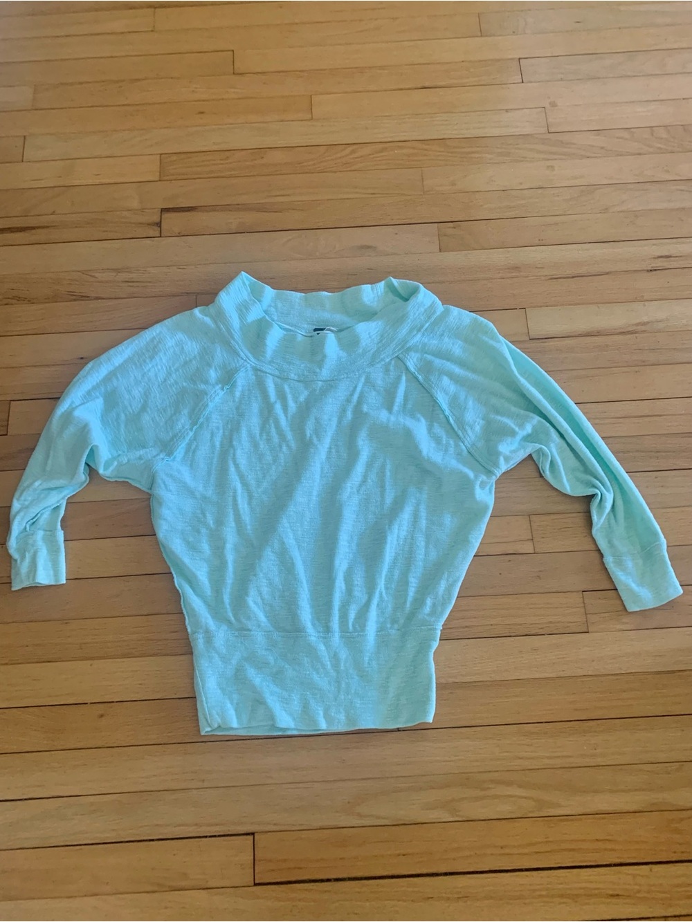We The Free Light Aqua Ribbed Waist Pullover Sweater. Small